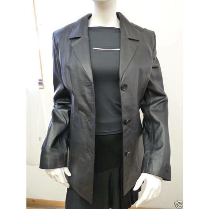 ITALIAN LEATHER LADIES BLACK BLAZER by IMPERO UK 8 £364.99 BNWT