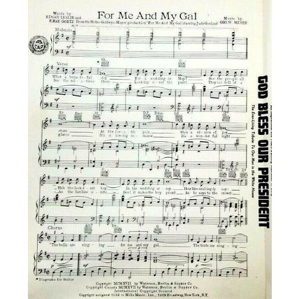 Judy Garland Antique 1917 Sheet Music For Me and My Girl (K10i)