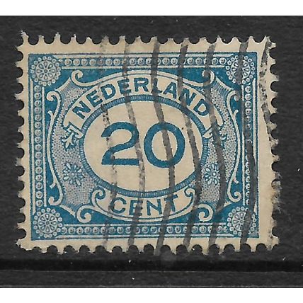 NETHERLANDS 1921 NEW DAILY STAMP 20c BLUE SG 244 FINE USED