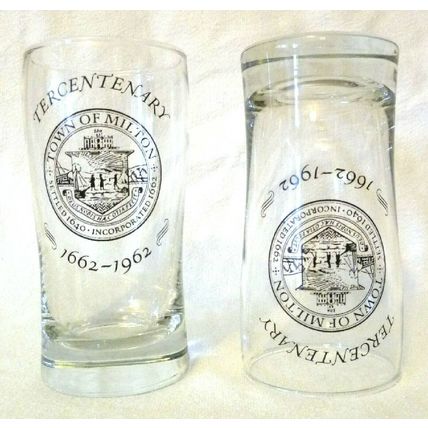 SET OF 6 RARE TOWN of MILTON MASSACHUSETTS TERCENTENARY 1662-1962 GLASSES