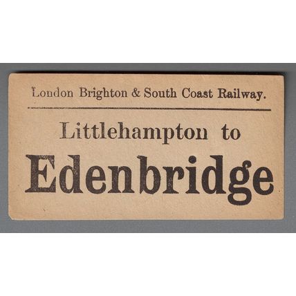 LONDON BRIGHTON & SOUTH COAST RAILWAY LUGGAGE LABEL- LITTLEHAMPTON to EDENBRIDGE