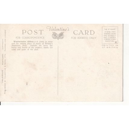 Unused Antique GB Postcard c1906 - Westminster Abbey, London