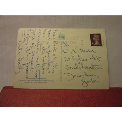 WINDERMERE, WESTMORLAND used vintage postcard J.Arthur Dixon 1975 pm =