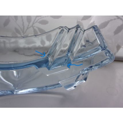 Stolzle Art Deco Blue Glass Curved Bloom Trough.