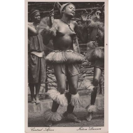African Native Dancers Women Straw Mini Skirts Real Photo Postcard