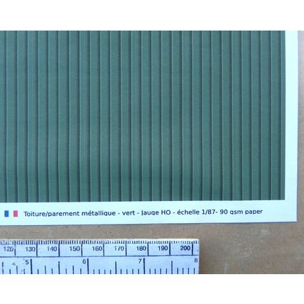 Papier "Toiture/Parement métallique -vert" - pour HO gauge-échelle 1:87-A4