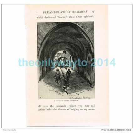 COVERED STREET, FLORENCE, ITALY, BOOK ILLUSTRATION/PRINT, 1904