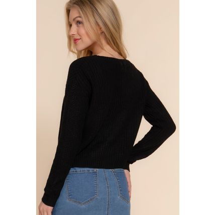 Long slv v-neck sweater cardigan