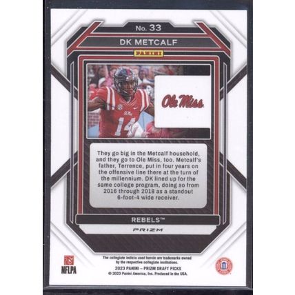 2023 Panini Prizm Draft Picks Prizms Silver #33 D.K. Metcalf