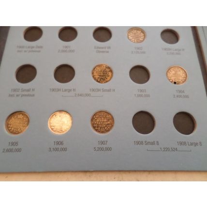 Whitman coin folder- Canada-Silver 5 cent-1858/1921- with 13 coins -NOT COMPLETE