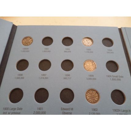 Whitman coin folder- Canada-Silver 5 cent-1858/1921- with 13 coins -NOT COMPLETE