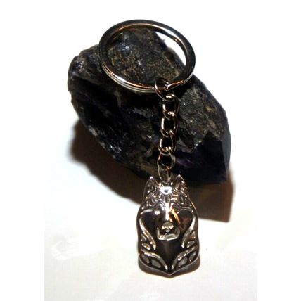 SIBERIAN HUSKY DOG KEY RING WITH KEY CHAIN & VELVET GIFT BAG