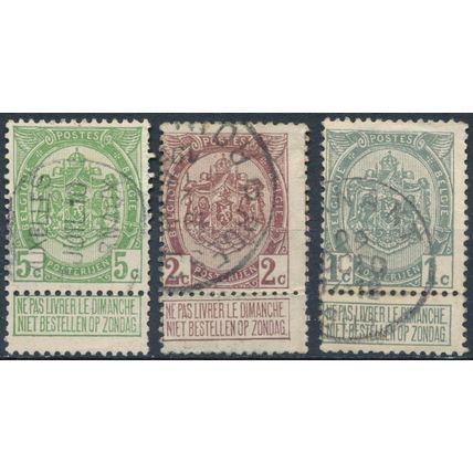 Coat of Arms - Belgium 1907 - F H - MiNr 78/80
