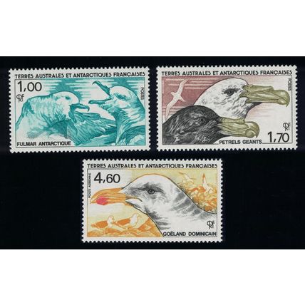 FSAT TAAF Fulmars Petrels Gull Birds 3v 1986 MNH SG#208-210 MI#208-210