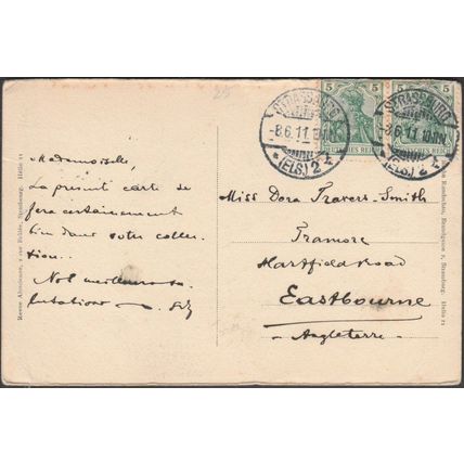 Junges Mädchen mit Holzwagen, Strassburg, 1911 - Elsässische Rundschau AK