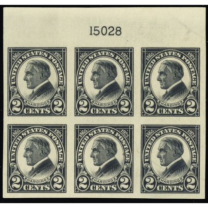 611, Mint NH 2¢ Top Plate Block of Six Stamps * Stuart Katz