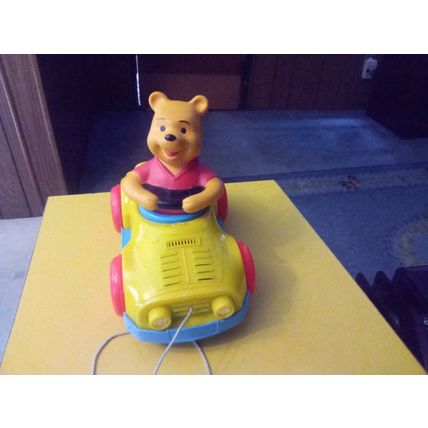 Old Vintage Kohner Walt Disney Winnie Pooh Pull Car Working Condition 1973