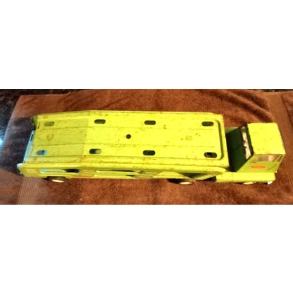Old Vintage Tonka Light Green Car Carrier Truck Pressed Steel 1960s 18 1/2" Long