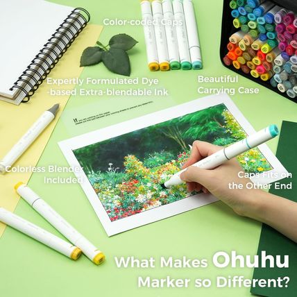 Ohuhu Alcohol Markers Double Tipped Art Marker Set for Artists Adults Coloring S