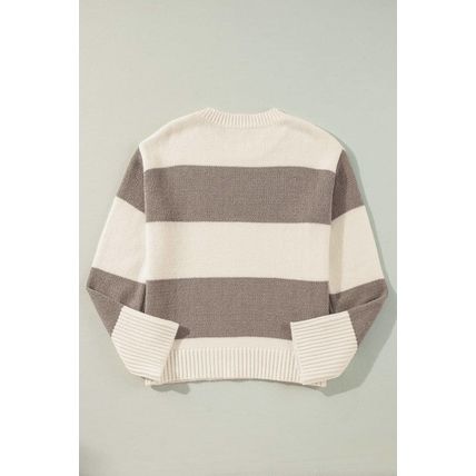 Simply Taupe Colorblock Loose Pullover Sweater