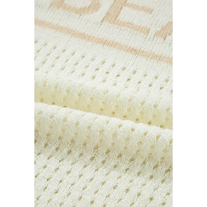 White BEACH Hollow Out Knitted Lightweight Dolman Sweater