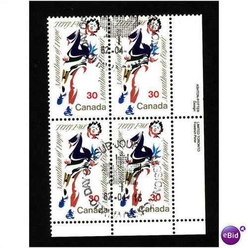 CANADA 1982 TERRY FOX SG 1044 PLATE BLOCK 4 FINE USED