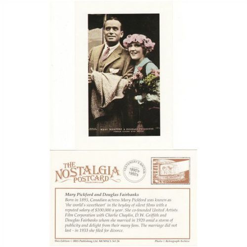 Postcard Douglas Fairbanks Mary Pickford American Film Actor Hollywood USA