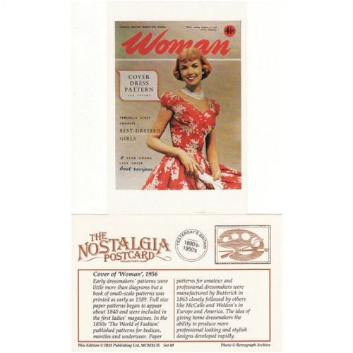 Postcard Woman Magazine 1956 Cover Dress Pattern - Nostalgia