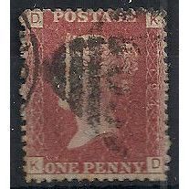 1858 SG43 1d Red Plate 194 Good/Fine Used Check Letters "KD"
