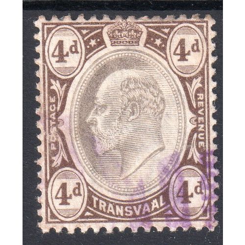 1902 TRANSVAAL Sg249 4d Black & Brown VERY FINE USED (G85)