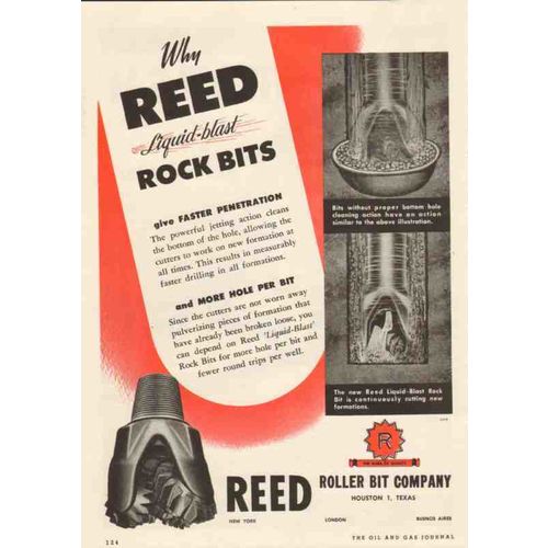 reed roller bit company 1950 liquid-blast rock oil drilling vintage ad