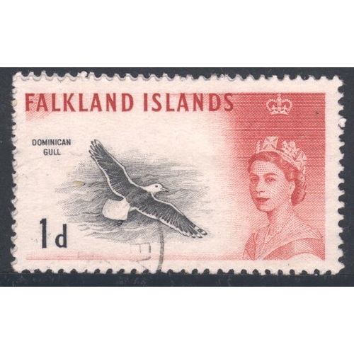 Falkland Islands 1960 - SG194 - 1d black & red - Black-backed Gull - used