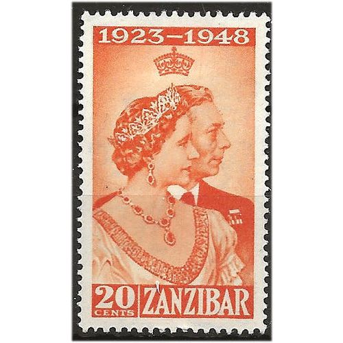 Zanzibar 1949 SG333 20c Orange Royal Silver Wedding Mounted Mint . ..