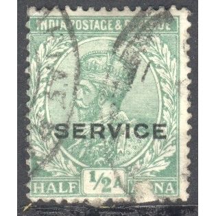 India 1912 - SG O76 - KGV ½a green (SERVICE) used 23