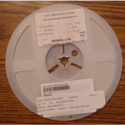 Lot of 3950 ?: Venkel C0603C0G500-220JNE