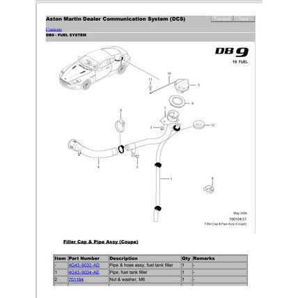 Aston Martin DB9 Parts List 000200-C1 2007 PDF