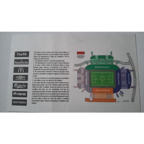 England v Northern Ireland 2005 International Football Ticket Stub