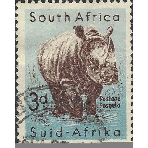 SOUTH AFRICA, MAMMAL, Black Rhinoceros, blue 1959, 3d, #5