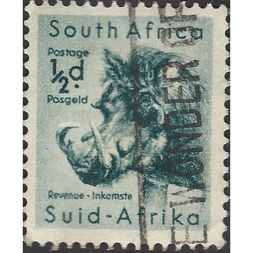 SOUTH AFRICA, MAMMAL, Warthog, blue 1954, ½d, #5