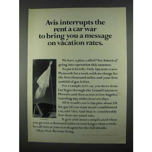1967 Avis Rent-A-Car Ad - Interrupts The War