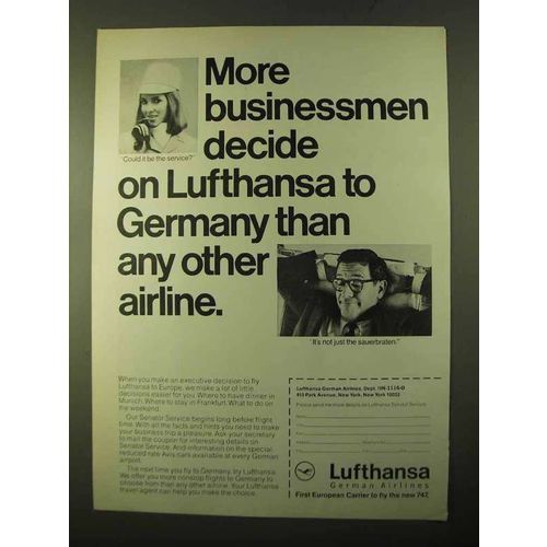 1970 Lufthansa Airlines Ad - More Businessmen Decide