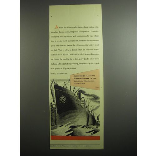 1948 The Chloride Electrical Storage Company Limited Exide Batteries Ad - At Sea