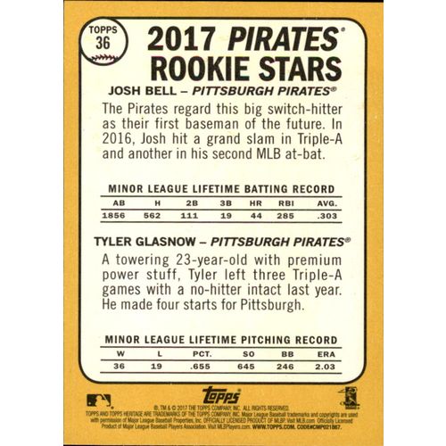 2017 Topps Heritage Baseball 2017 Rookie Stars-Pirates #36