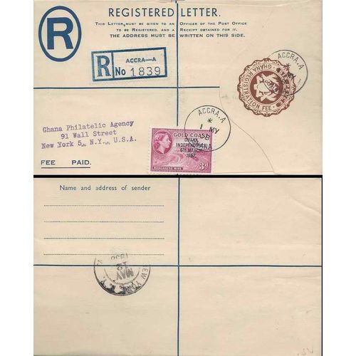 Gold Coast Africa 1950 REGISTERED Postal Sta. Accra to USA