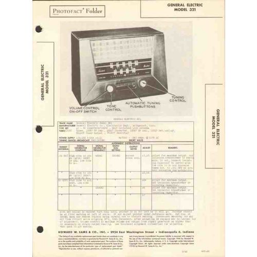 GENERAL ELECTRIC model 321 AM radio receiver Sams Photofact manual