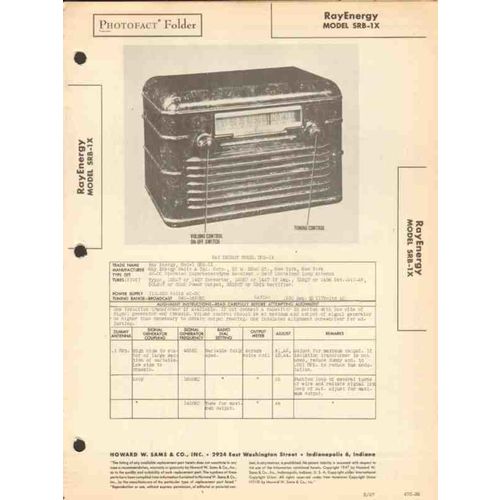 RAY ENERGY model SRB-1X 5 tube AM radio receiver Sams Photofact manual