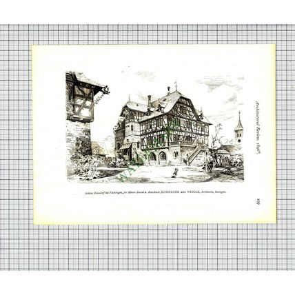 9354) Schloss Nussdorf bei Vaihingen / No 87 Zimmerstrasse Berlin - 1896 Print