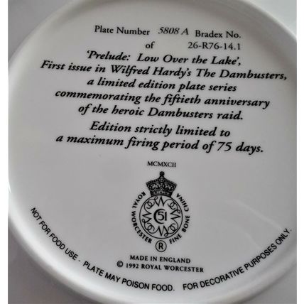 Royal Worcester The Dambusters Prelude Low Over the Lake Fine Bone China Plate
