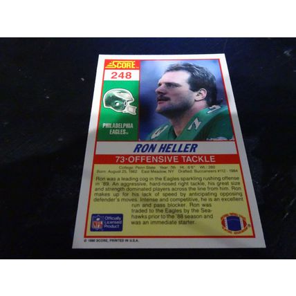 1990 Score Football Card # 248 Ron Heller Excellent-Mint (6) Philadelphia Eagles