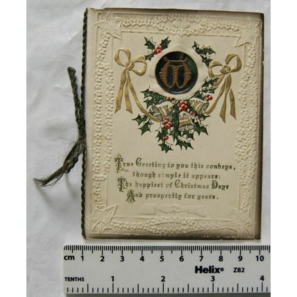 Early embossed Christmas card from Gladys Bishop, Rydal Road, Windermere